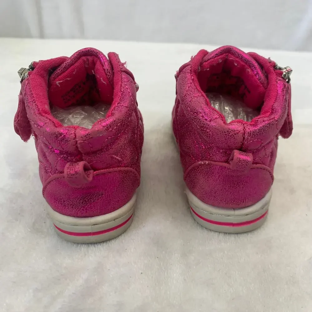 Garanimals Toddler Girls Sz 3 Metallic Hot Pink Shimmer Quilted Heart High Tops